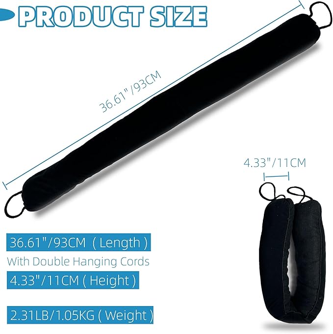Door Draft Stopper 36 Inches Length x 4 Inches Width, Weighted Under Door Noise Blocker, Heavy Duty Under Door Draft Blocker Bottom Door Seal Noise and Air, Door Guard Saving Energy - Black