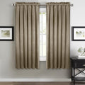 StangH Velvet Curtains 63 inch Length - Luxury Short Kitchen Curtains Room Darkening Heat Blocking Window Curtain Panels for Short Window/French Door, Camel Beige, W52 x L63, 2 Panels