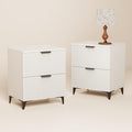 Royal Windsor Small Fluted Nightstand Set of 2 with 2 Drawers, Side End Table, Small Accent Storage Cabinet,Modern Night Stand Bedside Table for Bedroom Full Size Bed,White