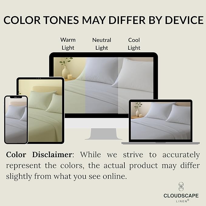 Cloud Scape Linen 100% Egyptian Cotton Split King Sheet Set for Adjustable Bed,400 Thread Count, 5 Pcs Bedding Set, Soft, Breathable and Durable, Deep Pockets up to 17, Light Grey