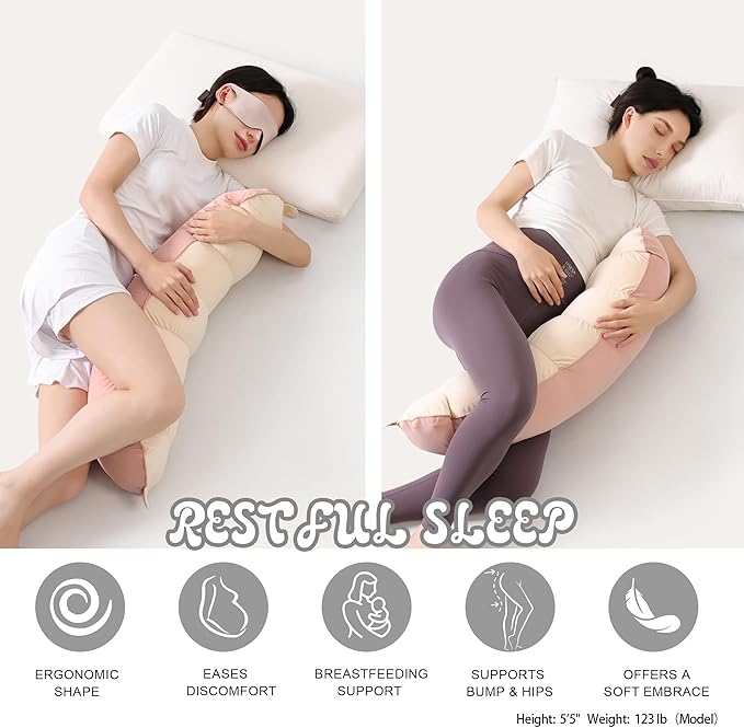 Peallow(Pat. Pend) – Long Round Body Pillow for Adults, Bolster Pillow for Sleeping, Soft and Supportive Pillow for Sleeping & Lumbar Support