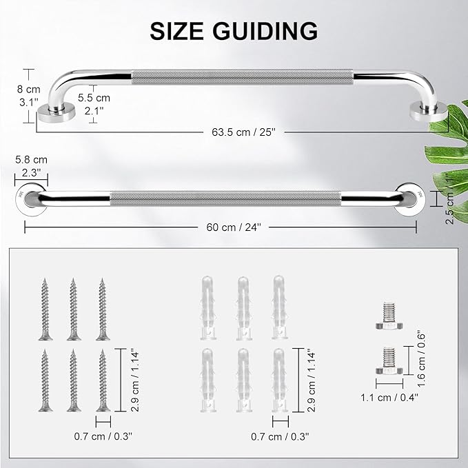 supregear Grab Bars for Bathtubs and Showers, Anti Slip Bathroom Grab Bars for Seniors, 304 Stainless Steel Safety Shower Handle, Toilet Handicap Elderly Assist Bathroom Wall Handle, 24 inch