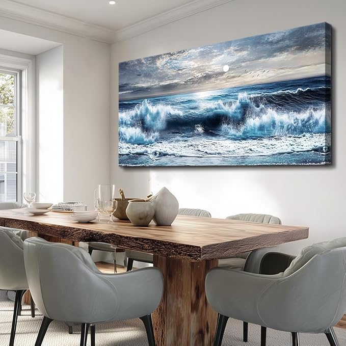 ERQINHUA Large Wall Art For Living Room Canvas Wall Decor For Bedroom Marine Landscape Painting Restaurant Office Canvas Art Prints Pictures Artwork Ready To Hang Bathroom Home Decorations 20"x40"