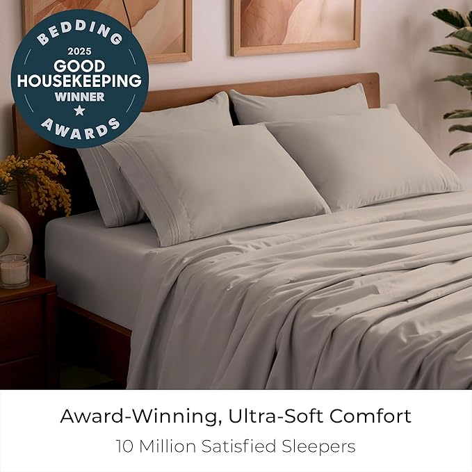 Mellanni Queen Sheet Set - 6-Piece Iconic Collection Bedding, (Including 4 Pillowcases), 21-Inch Extra Deep Pocket, Easy Care, Ultra Soft, Cooling Sheets, Brushed Microfiber - Tan