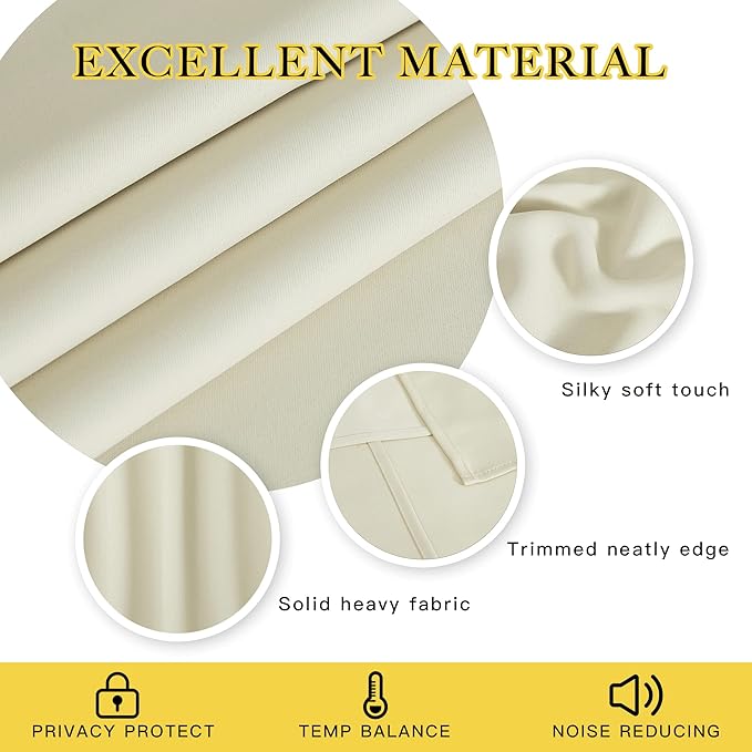 NICETOWN Sliding Door Curtain 108 inches Long, Blackout Patio Door Panel Privacy Thermal Insulated Sound Reducing Room Divider Drape for Bedroom/Living Room (1 Panel, Beige, W80 x L108)