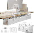 Ascrono Original No Drill Under Desk Cable Management Tray 40.6" - Premium White Fabric Cable Management Under Desk - Clamp/Screw Mount Cord Organizer - Supports Upto 66lbs - Large