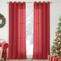 YoungsTex Red Linen Curtains 84 Inches Long for Living Room, Light Filtering Drapes with Grommet Semi Sheer Privacy for Christmas Bedroom Dining Room, 2 Panels, 52 X 84 Inch
