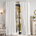 Lazzzy White Blackout Velvet Curtains for Living Room Bedroom 96 Inch Long Insulated Lined Drapes Rod Pocket Modern Window Treatments 2 Panels Set