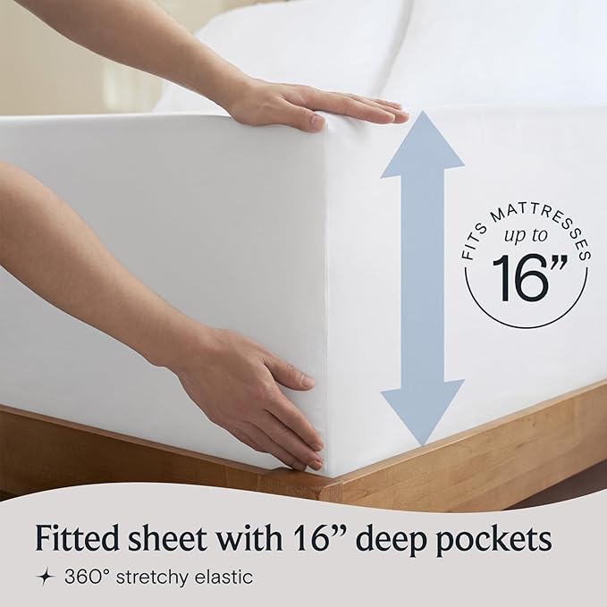 LuxClub 4 PC California King Sheet Set, Deep Pockets Wrinkle Free Cooling Bed Sheets Hotel Bedding for Women, Men, Includes 1 Fitted Sheet, 1 Flat Sheet and 2 Pillowcases-White