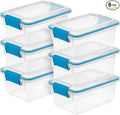 Sterilite 6-Pack Gasket Box, Weather-Resistant Storage Bins with Latching Lids, 7.5 Quart - Heavy-Duty Organizing Containers for Closet, Bathroom, and Office