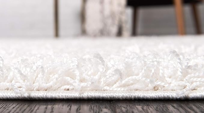 Unique Loom Solid Shag Collection Area Rug (2' 2" x 6' 7" Runner, Snow White)