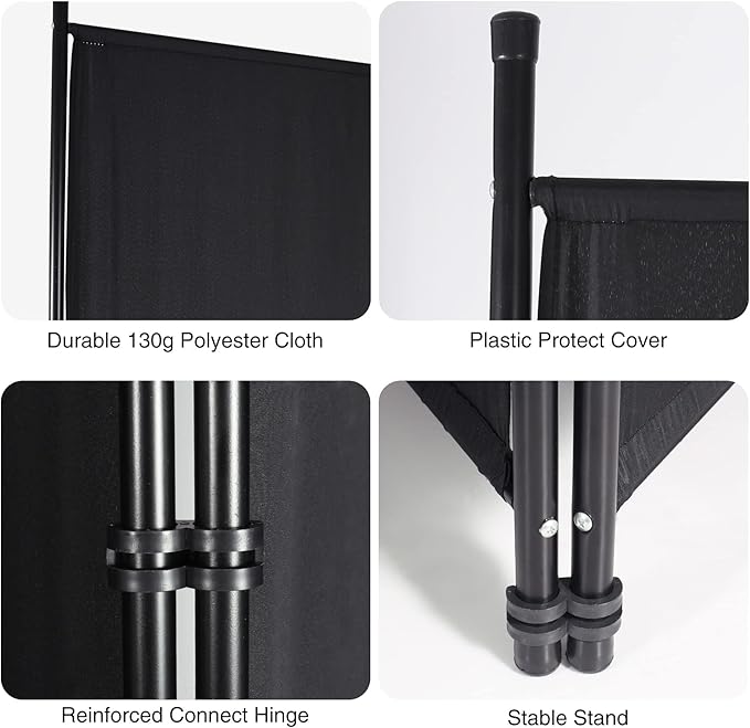 6 Panel Large Folding Room Divider, 10FT Wide Portable Privacy Screen Room, Partition Room Dividers for Bedroom Dining Room Office Restaurant Hospital, 120"x68", Black