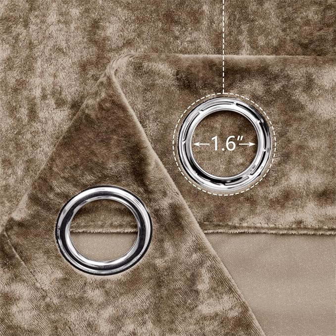 SMILETIME Amber Beige Crushed Velvet Curtains 52x84 inch Luxurious Thermal Insulated Soundproof Drapes for Living Room Bedroom Office Soft and Durable Light-Filtering Window Treatments, 2 Panels