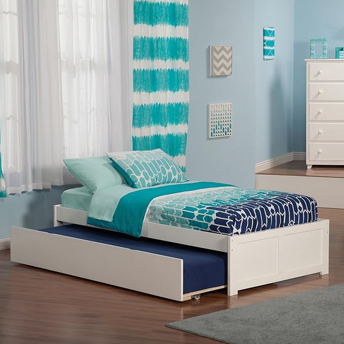AFI Concord Twin XL Size Platform Bed with Footboard & Twin XL Trundle in White
