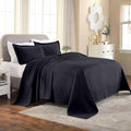 Superior 2 Piece Basketweave Cotton Bedspread Set, Home Bed Decor, Decorative Bed Spread, 1 Pillow Sham, Medium Weight Blanket, Matelasse Coverlet Bedding, Geometric Lattice Pattern, Twin, Navy Blue