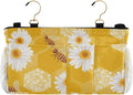 Bedside Caddy Hanging Bunk Bed Caddy Bed Organizer Hanging Pocket with 2 Hooks Bedside Storage Organizer Pocket Bag Holder Yellow Honeycomb Bee Daisy