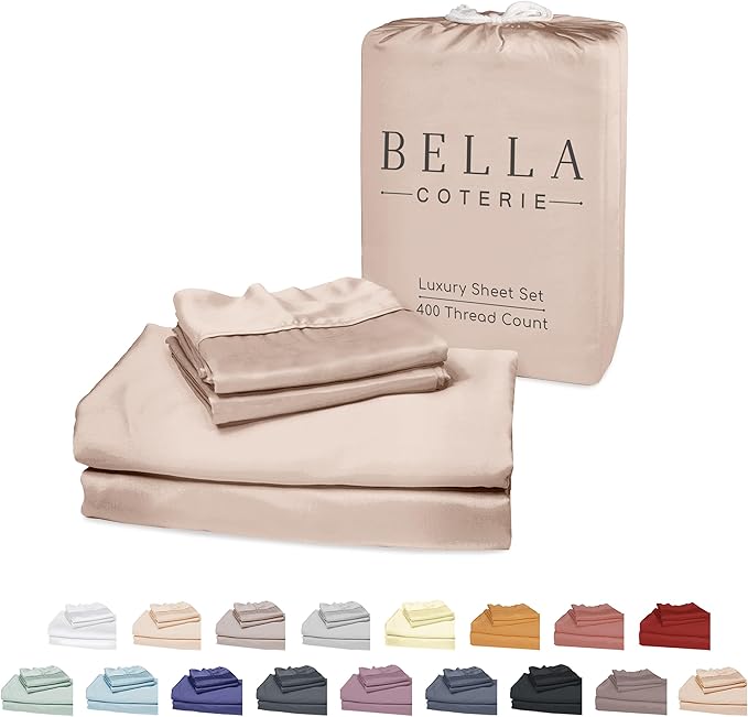 Bella Coterie Luxury Bamboo Viscose Split King Size Sheet Set | 2 Fitted Sheets for Sleep Number & Adjustable Beds | 100% Organically Grown | Cooling & Ultra Soft | 18” Deep Pocket [Dusty Rose]