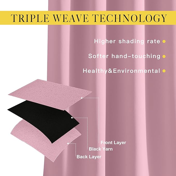 NICETOWN Blackout 108 inch Curtains for Sliding Glass Door, Grommet Thermal Insulated Room Darkening Window Treatment Sound Reducing Drapes for Room Divider, 1 Panel, W52 x L108, Rouge Pink