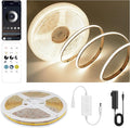 COB LED Strip Lights Natural White,24V Dimmable led Light Strip KIT with Remote and app Control,4000K 9.84FT/3m 8mmwide Ra>90 Cuttable Flexible Strip Lights for Bedroom,Wardrobe,Cabinet