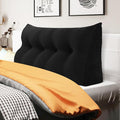 WOWMAX 100% Cotton Corduroy Headboard Pillow – Full Size Back Support Reading Wedge for Bed & Daybed, Plush Handmade Bolster Cushion with Removable Cover, Cozy Bed Rest Pillow, Black