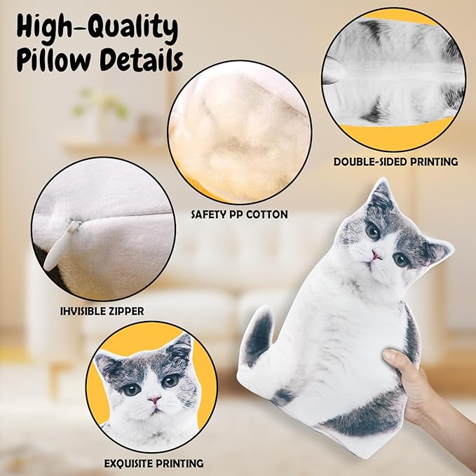 VEELU Custom Face Pillow Personalized Photo Body Pillows 3D Printing Head Body Shaped Pets Plush Stuffed for Home Sofa Decor Funny Valentine's Day Gag Gifts for Couples/Him/Her