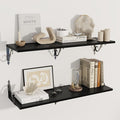 Dreamland Deep Floating Shelves, 40" W x 12" D Wall Shelves Set of 2, Wide Display Shelf Wall Mounted with Brackets, Bookshelf for Living Room, Bathroom, Bedroom, Black