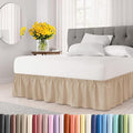 Wrap Around Dust Ruffle Bed Skirt - Cream - for King Size Beds with 18 Inch Drop - Easy Fit Elastic Strap - Adjustable Pleated Bedskirt w/Brushed Fabric - Wrinkle Free - for Women, Men, Kids & Teens