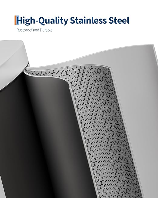 GarveeHome Stainless Steel Kitchen Trash Can, 13 Gal / 50 L Step-On Garbage Bin with Soft Close Lid, Large Rustproof Metal Trash Can for Kitchen, White