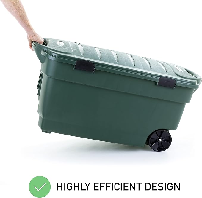 Rubbermaid ECOSense Wheeled Storage Totes, 40 Gal Pack of 2, Durable and Reusable Bins with Latching Lids for Garage or Home Organization, Made From Recycled Materials