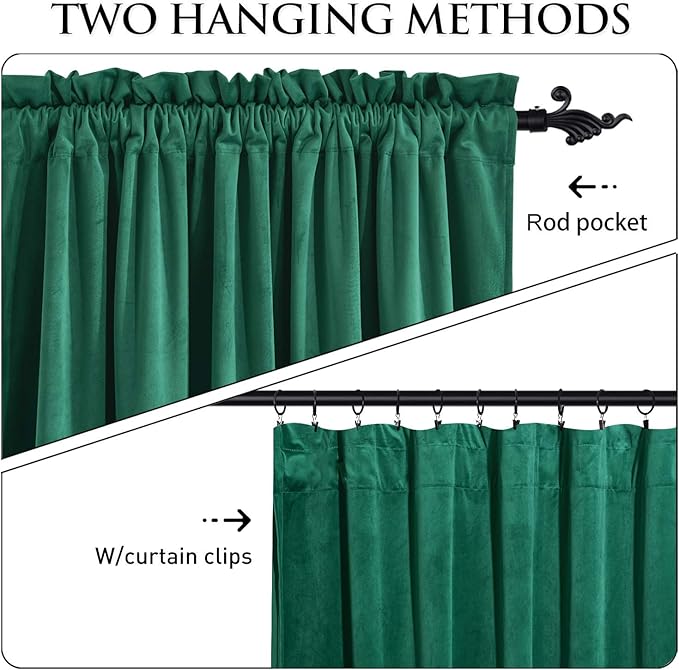 StangH Emerald Green Velvet Curtains 84 inches - Christmas Holiday Decor Plush Blackout Thermal Insulated Window Curtains Drapes for Living Room, W52 x L84, 2 Panels