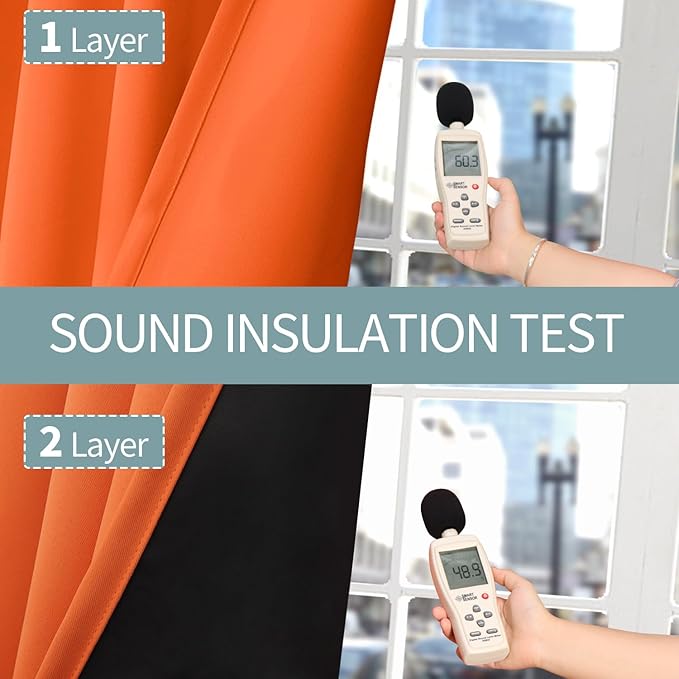 BGment Burnt Orange 100% Blackout Curtains for Bedroom, Fall Full Room Darkening Noise Reducing Living Room Curtains 63 Inch Length, Thermal Insulated Rod Pocket Window Drapes 2 Panels, 42 Inch Wide