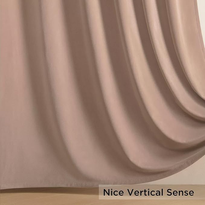 Joydeco Velvet Curtains Rose Beige Blackout Curtains Thermal Insulated 72 inches Long Window Curtains Super Soft Room Darkening Drapes for Bedroom Living Room Elegant Rod Pocket 2 Panels Rose Beige