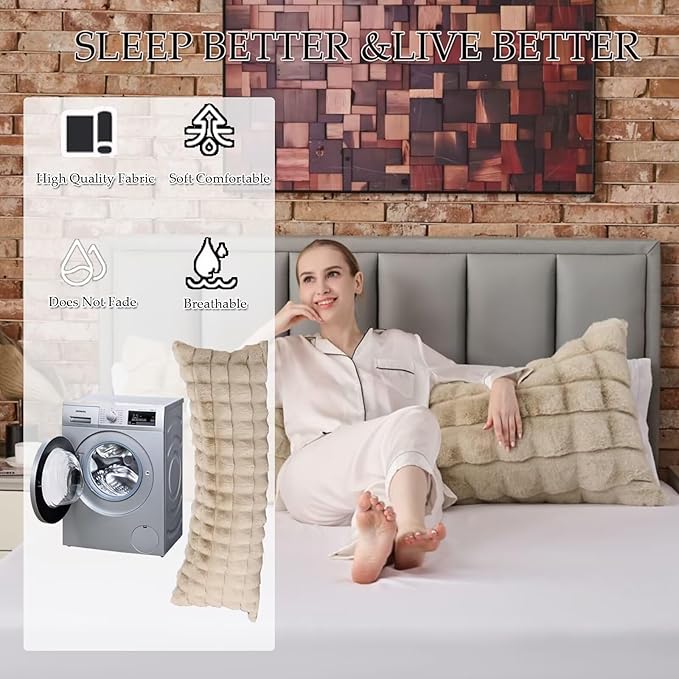 Full Body Pillow 20x54 Inch,Memory Foam Pregnancy Pillow for Side Sleepers,Orthopedic Back Support Maternity Pillow for Women (with Removable Cover)-Taupe Chocolate