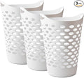 3 Pack Round Plastic Laundry Hamper with Handles, Lightweight & Flexible, 2.2 Bushels Large Capacity, Easy to Clean, Space Saving Laundry Basket for Bedroom, Dorm, Bathroom, White