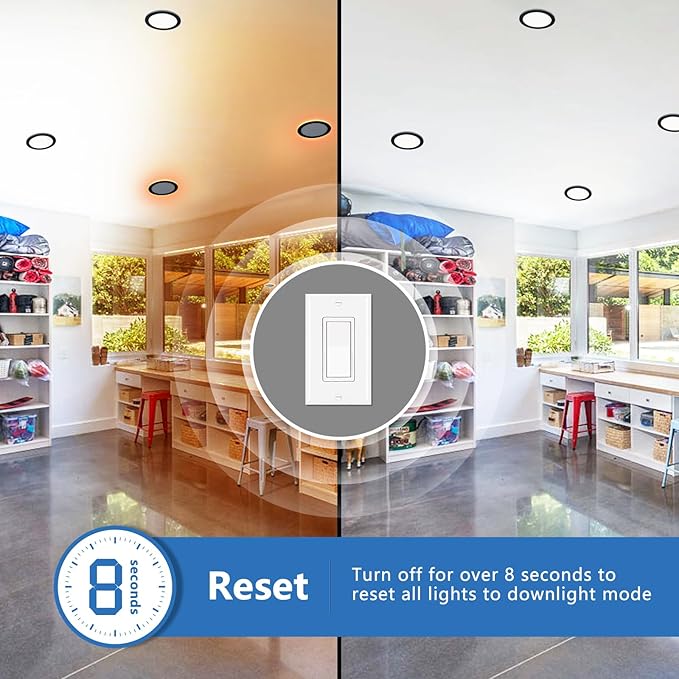 CycevSun 8 Inch LED Black 12 Pack Recessed Lights with Night Light, Canless Wafer Downlight Ultra Thin, Dimmable & 5CCT Selectable, 15W, 1350LM, ETL, 120-277V