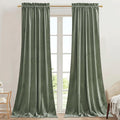 StangH Sage Green Nursery Curtains 90 inches Long Living Room Velvet Thermal Insulated Sliding Door Curtains Elegant Home Decor for Bedroom Office, W62 x L90, 2 Panels