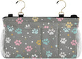Bedside Caddy Hanging Bunk Bed Caddy Bed Organizer Hanging Pocket with 2 Hooks Bedside Storage Organizer Pocket Bag Holder Paw Print Dots Stars Grey