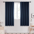 Deconovo Blackout Curtains, Thermal Insulated, W42 x L72 2 Panels, Back Tab, Machine Washable, Room-Darkening Drapes for Bedroom/Living Room Navy Blue