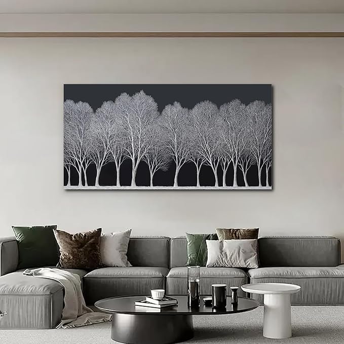 Trogonup Black and White Wall Art for Bedroom Large Forest Picture Landscape Tree Artwork for Living Room Home Office Modern Canvas Prints Ready to Hang 29"x58"