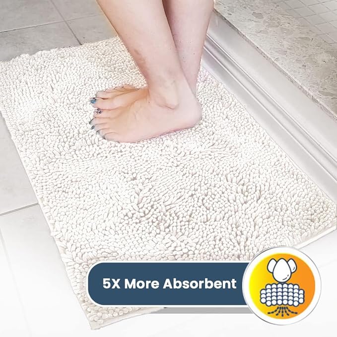 Muddy Mat® Shown on TV – Super Absorbent Door Mat Indoor, Microfiber Quick Dry Chenille Entryway Rug, Non-Slip Front Door Mat, Indoor Mats for Entryway, Machine Washable Pet Rug, White 24"x36"