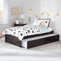 AFI Concord Twin Size Platform Bed with Footboard & Twin Trundle in Espresso