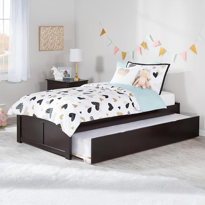 AFI Concord Twin Size Platform Bed with Footboard & Twin Trundle in Espresso