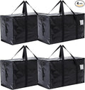 Moving Bags Heavy Duty Extra Large, Moving Boxes, Moving Supplies Essentials, Blue Storage Bins with Lids, Plastic Packing Totes, Storage Bags for Clothes with Handles & Zippers Black, 4 Pack