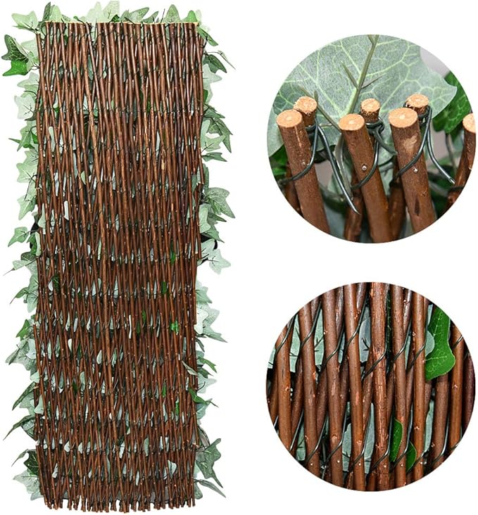 GLANT Expandable Fence Privacy Screen for Balcony Patio Outdoor,Decorative Faux Ivy Fencing Panel,Artificial Hedges (Single Sided Leaves) (1, Green-Ivy)