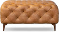 Poly & BARK Turin Ottoman - 40” – Full-Grain Leather Upholstery – Couch Ottoman for Living Room – Vintage Italian Leather in Cognac Tan