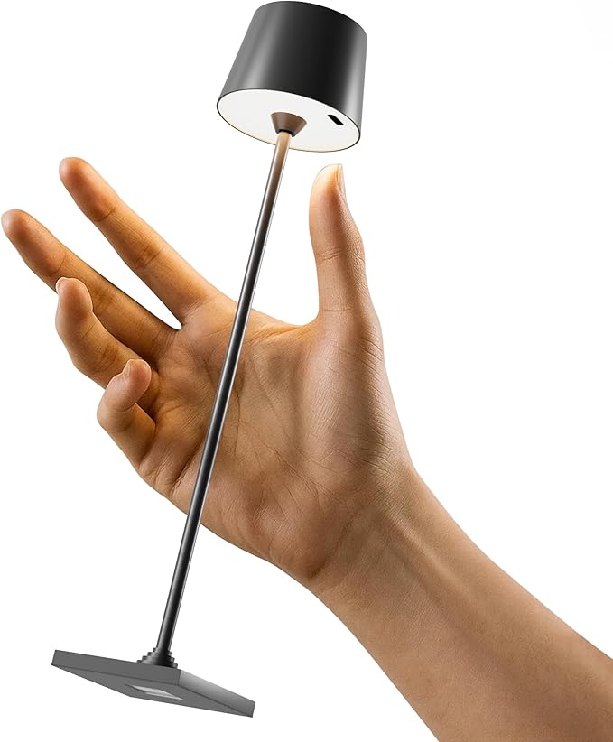 Modern LED Color-Changing Cordless Table lamp, 7 Colors, metal Shade, Touch control with sleep mode for Restaurant, Bedroom, Outdoor Camping, Coffee Shop, Night Light, Rechargeable (Black 1pack)