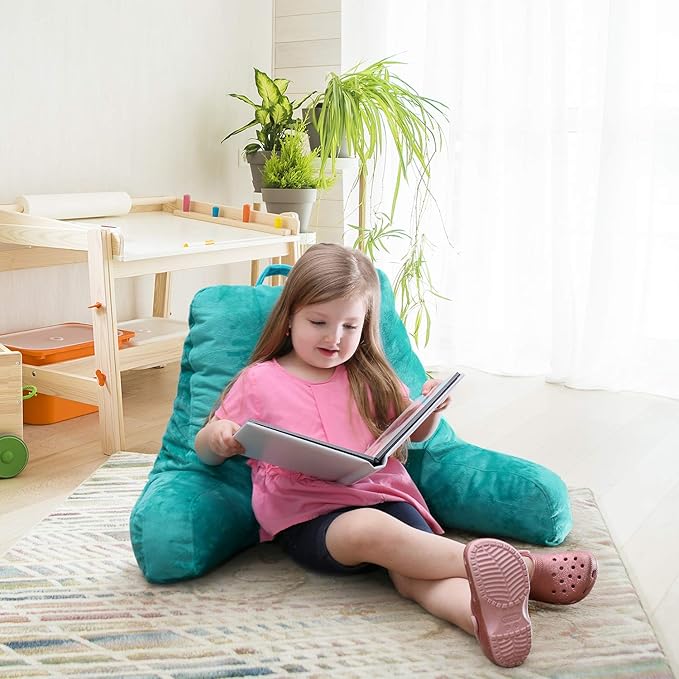 Nestl Reading Pillow with Shredded Memory Foam, Designed for Sitting Up in Bed and Couch, Back and Arms Adjustable Support for Adult & Teens Backrest Pillows for Reading, with Washable Cover Teal