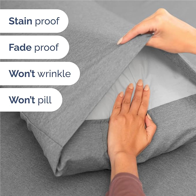 Full Size 4 Piece Sheet Set - Comfy Breathable & Cooling Bed Sheets Set - Hotel Luxury Bedding for Women, Men, Kids, Teens, Boys & Girls - Deep Pockets, Soft & Wrinkle Free - Grey (Heathered Sheets)