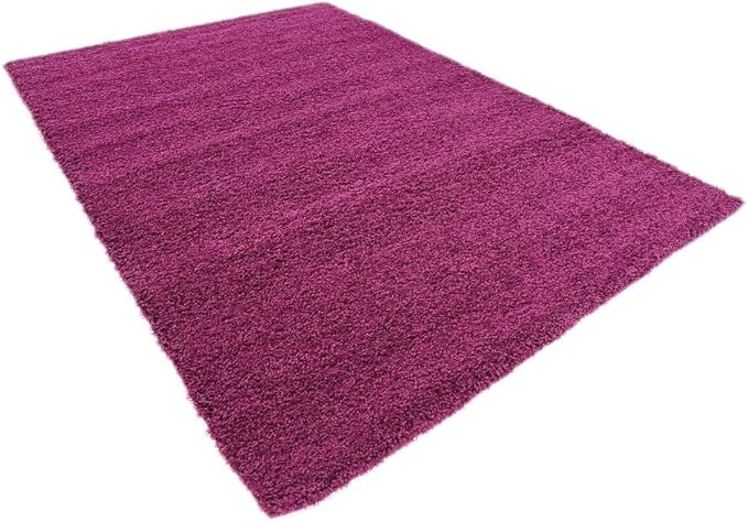 Unique Loom Solid Shag Collection Area Rug (7' 1" x 10' Rectangle, Eggplant Purple)