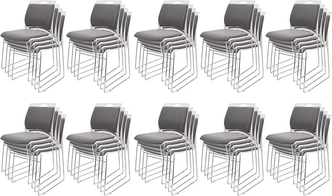 40 Pack Stacking Chairs 1102LB Capacity Home Office Guest Chair Set with Sled Base,Modern Reception Chair for Kitchen,Waiting Room,Multi-Purpose Room,Break Room,Training,Cafeteria